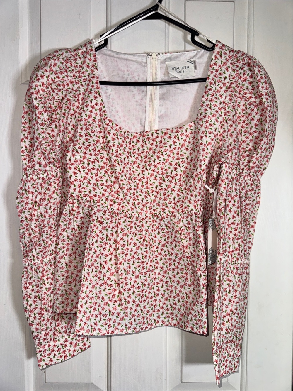 NWT Tuckernuck Hyacinth House Floral Puff Sleeve Peplum Blouse Size XS